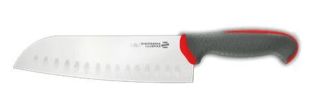 Нож Sanelli Ambrogio серии Tecna, TC50018R, Santoku с возд/карманами 180 мм, красный